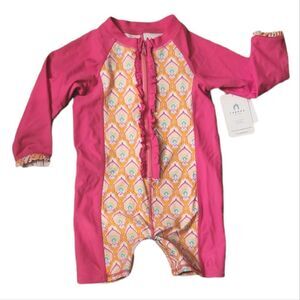 NWT Cabana Life Girls' Hot Pink Toddler Baby Rashguard Swim